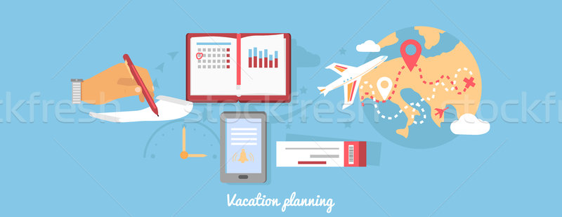 Stock photo: Vacation Planning Icon Flat Isolated Round