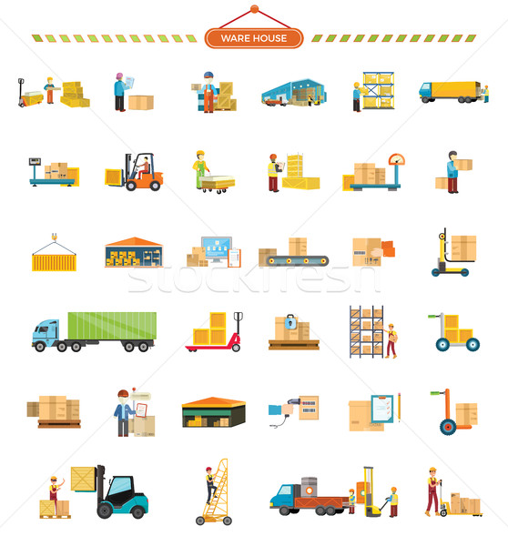 Set of Warehouse Icons in Flat Design Stock photo © robuart