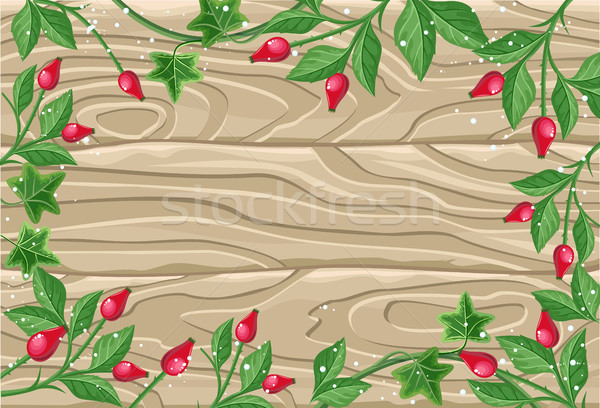 Winter Frame with Rose Hips, Pine Branches, Ivy Stock photo © robuart