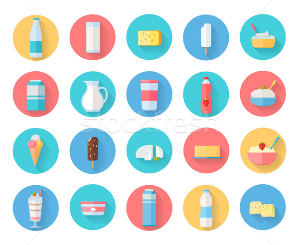 Dairy Products Icons Set Stock photo © robuart