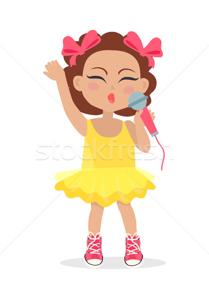 Singing Girl with Bows on Head. Little Singer. Stock photo © robuart