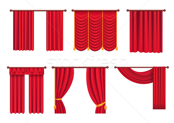Red Drapes with Gold Tieback and Lambrequin Vector Stock photo © robuart