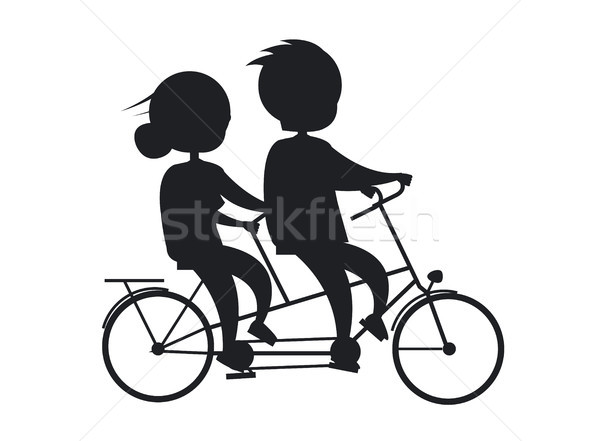 Heureux grands-parents jour couple de personnes âgées vélo équitation [[stock_photo]] © robuart