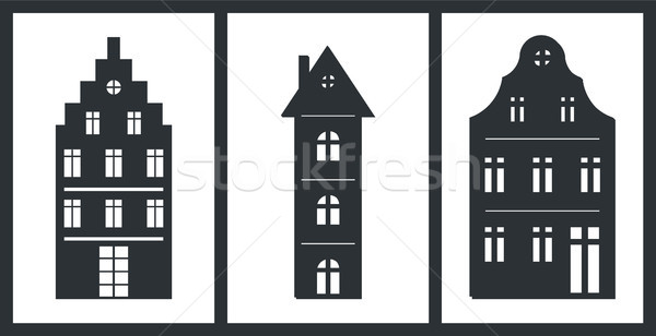 Black Silhouettes of Building Isolated on White Stock photo © robuart