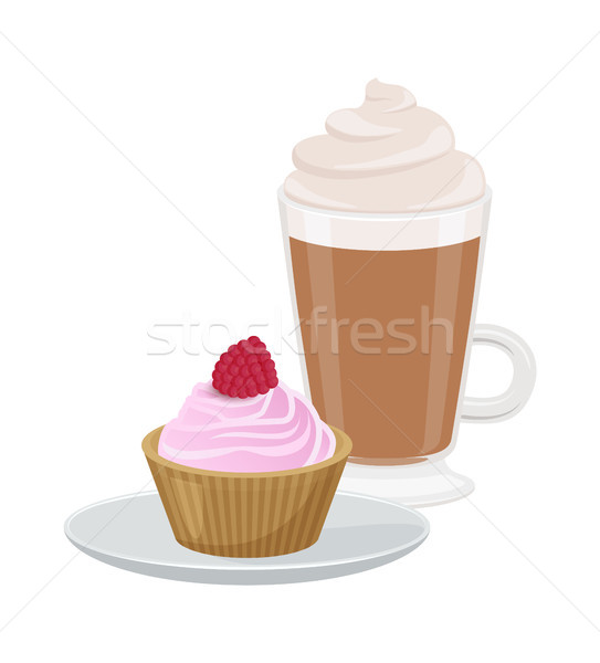 Set of Cute Cupcake and Latte Vector Illustration Stock photo © robuart