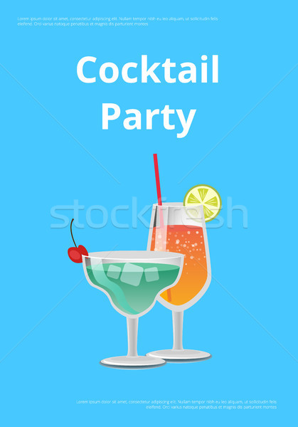 Cocktail annonce affiche publicité icônes alcool [[stock_photo]] © robuart