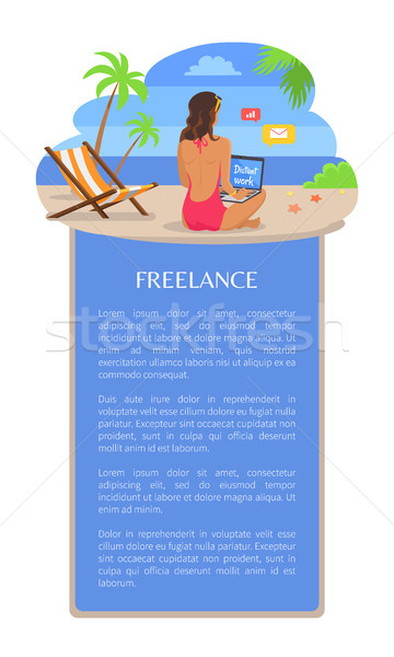 Freelance Poster Template Add Text Woman Back View Stock photo © robuart