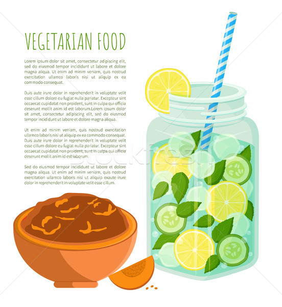 Vegetáriánus étel poszter detoxikáló diéta vektor frissítő Stock fotó © robuart