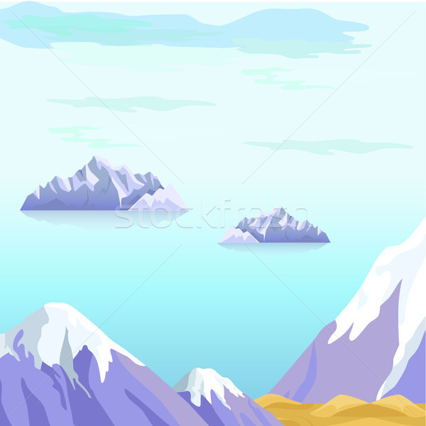 Beautiful Vector Landscape With Icebergs in Sea Stock photo © robuart