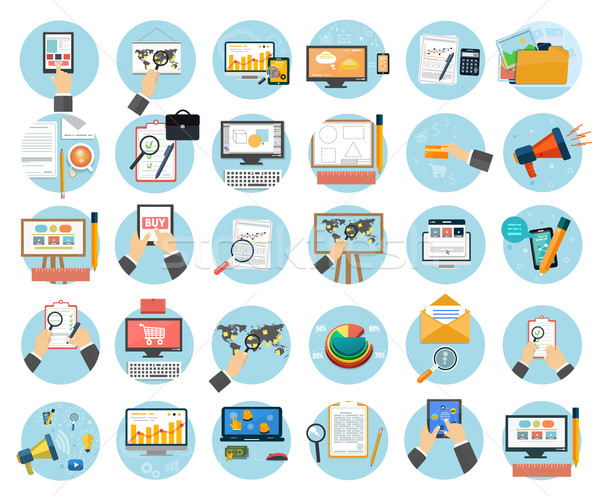 Business, office and marketing items icons. Stock photo © robuart