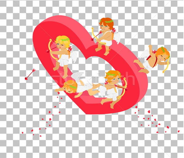 Valentines Day 3d Isometric Angels with Bow Stock photo © robuart