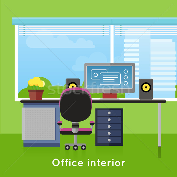 Office Interior in Flat Style. Modern Workspace Stock photo © robuart