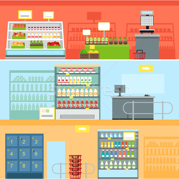 áruház belsőépítészet élelmiszer üzletek kiskereskedelem bolt Stock fotó © robuart