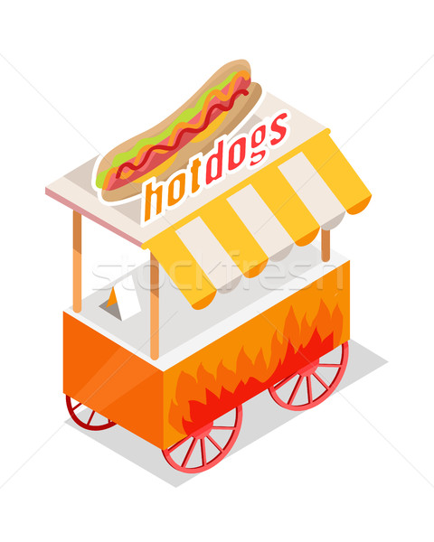 Hotdogs Trolley Isometric Projection Style Design Stock photo © robuart