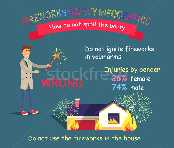 Tűzijáték biztonság infografika tilos házak vektor Stock fotó © robuart