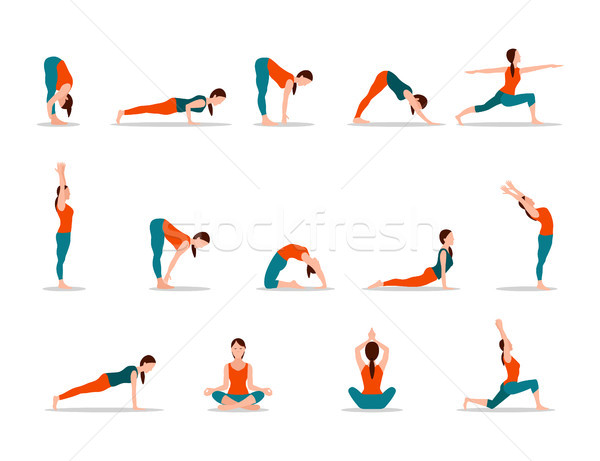 Junge Mädchen Yoga Set unterschiedlich weiß Stock foto © robuart