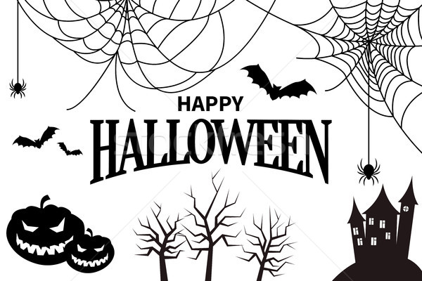 Stock photo: Happy Halloween Colorless Vector Illustration