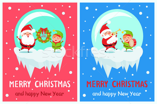 Merry Christmas and Happy New Year Greeting Cards Stock photo © robuart