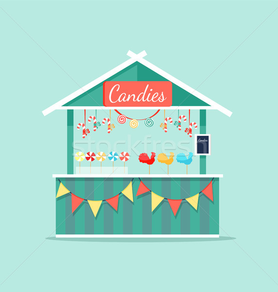Big Booth with Candies Icon Vector Illustration Stock photo © robuart