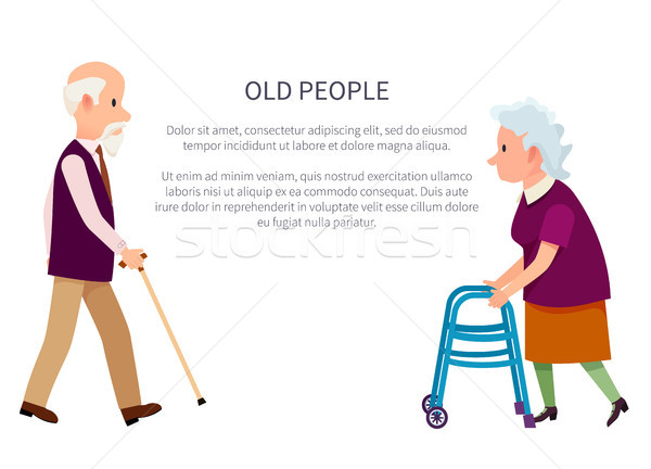 Grandparents Banner Grandpa and Grandma Isolated Stock photo © robuart