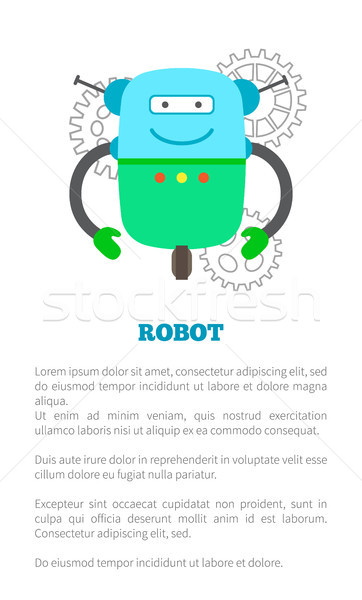 Big Robot on Wheel with Antennas Promo Banner Stock photo © robuart