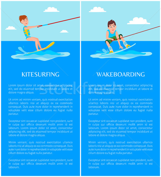 Kitesurfing and Wakeboarding Vector Illustrations Stock photo © robuart