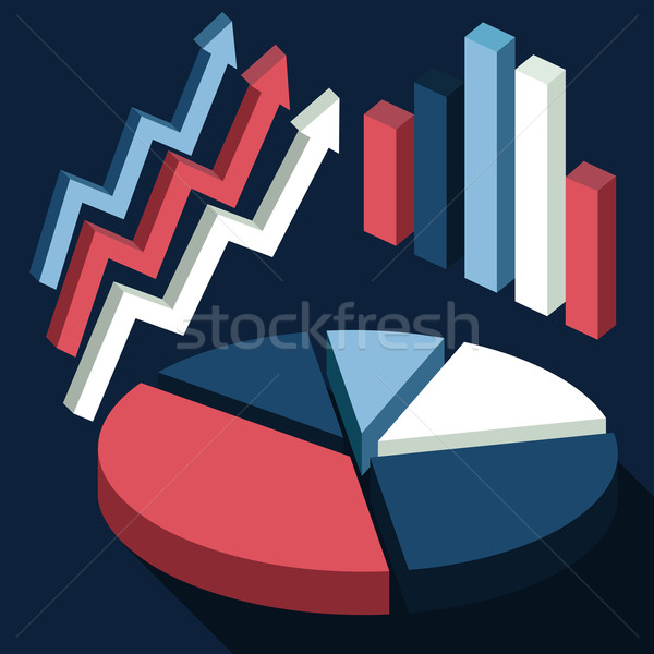 Colorful 3d pie chart graph flat design style Stock photo © robuart