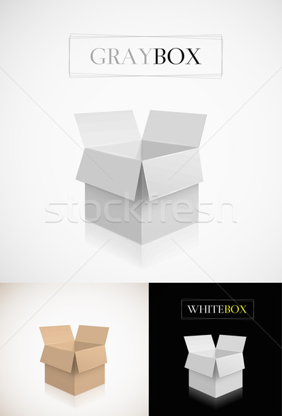 Stockfoto: Karton · vak · ingesteld · witte · zwarte · achtergrond