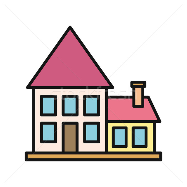 Maison icône blanche immobilier faible isolé [[stock_photo]] © robuart