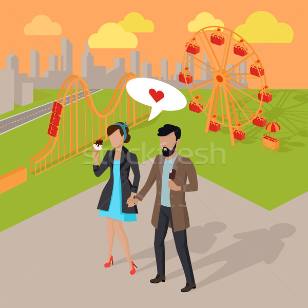 Date in the Amusement Park Illustration Stock photo © robuart