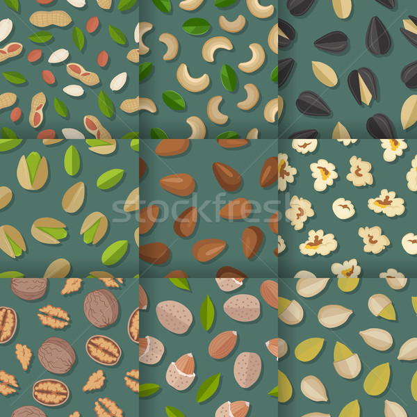 Set of Seamless Patterns with Nuts and Seeds. Stock photo © robuart