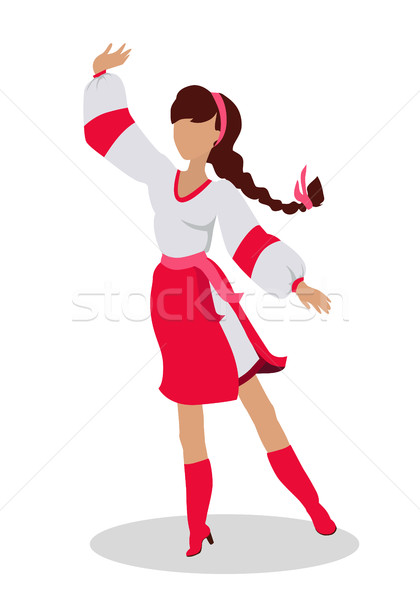 Woman in Ukrainian National Clothes Dance Vector Stock photo © robuart