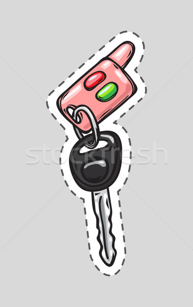Car Key with Pink Fob. Cut it out. Isolated Thing Stock photo © robuart