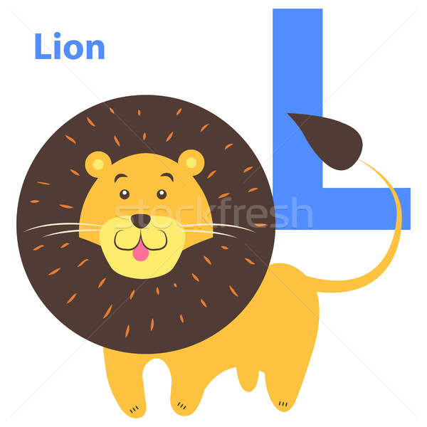 [[stock_photo]]: Enfants · alphabet · icône · cartoon · lion · lettre · l