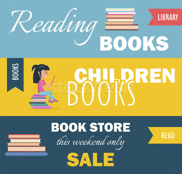 Könyvtár olvas gyerekek könyvek könyvesbolt hétvége Stock fotó © robuart