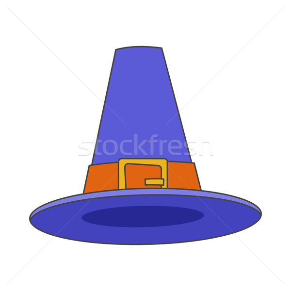 Pèlerin bleu chapeau vecteur icône isolé Photo stock © robuart
