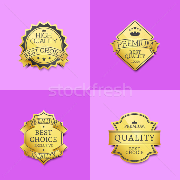 Collection Premium Quality Best Gold Labels Icons Stock photo © robuart