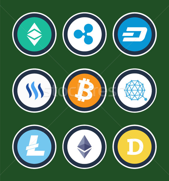 Cryptocurrency Symbols Inside Circles Collection Stock photo © robuart