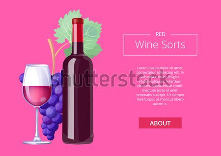 Red Wine Poster Bottle Burgundy Merlot and Glass Stock photo © robuart