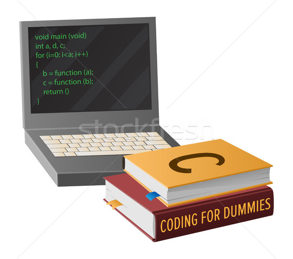 Open Laptop and Books for Program Code Creation Stock photo © robuart