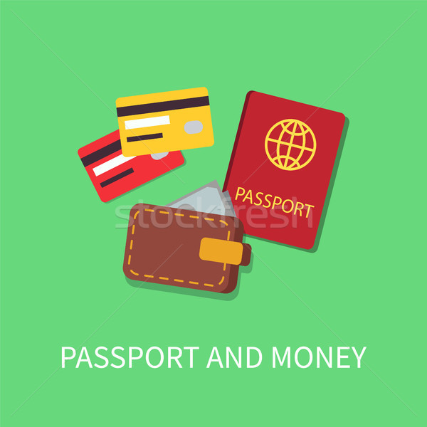 Passport and Money Poster Vector Illustration Stock photo © robuart