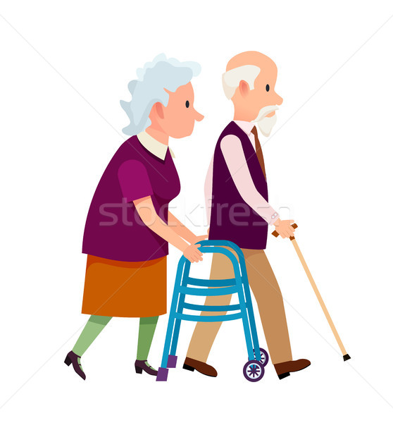 Grandparents Banner Grandpa and Grandma Isolated Stock photo © robuart
