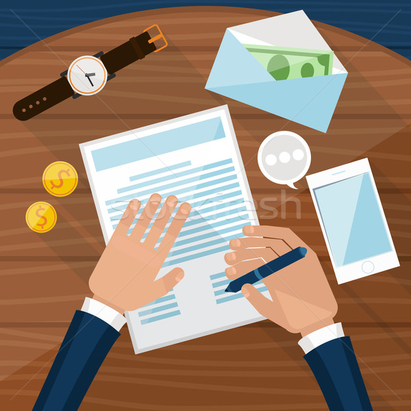 Businessman signs up document Stock photo © robuart