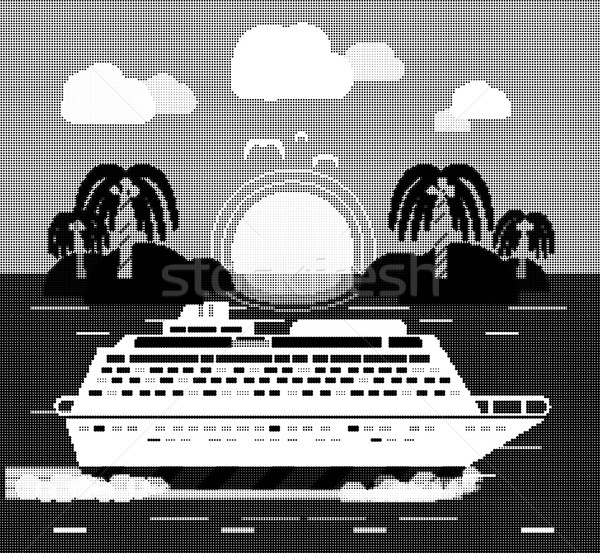 [[stock_photo]]: Bateau · de · croisière · eau · tourisme · île · icônes