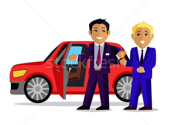 Illusztráció férfi új autó autómobil vásár elad Stock fotó © robuart