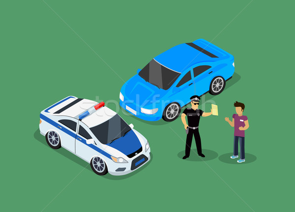 等距 警察 汽車 設計 孤立 3D 商業照片 © robuart