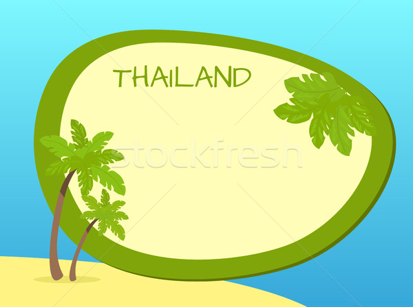 Thailand Insel Palmen Label Zentrum gelb Stock foto © robuart