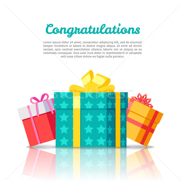 Felicitaciones web banner estilo colorido cajas de regalo Foto stock © robuart