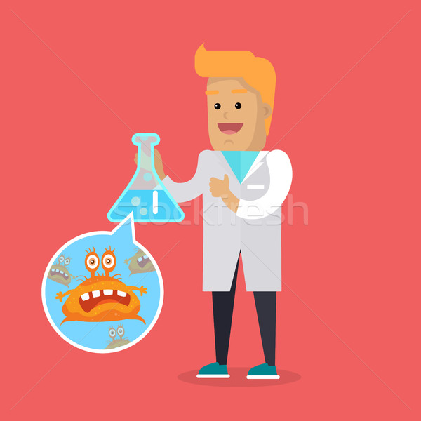 Bacteriologist with Bacteria in Glass Flask Vector Stock photo © robuart