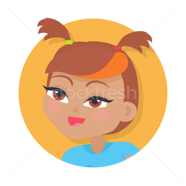 Smiling Girl with Two Red Pigtails. Blue Blouse Stock photo © robuart